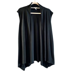 Soft Works Womens XXL Black Open Front Draped Vest Sleeveless Cardigan